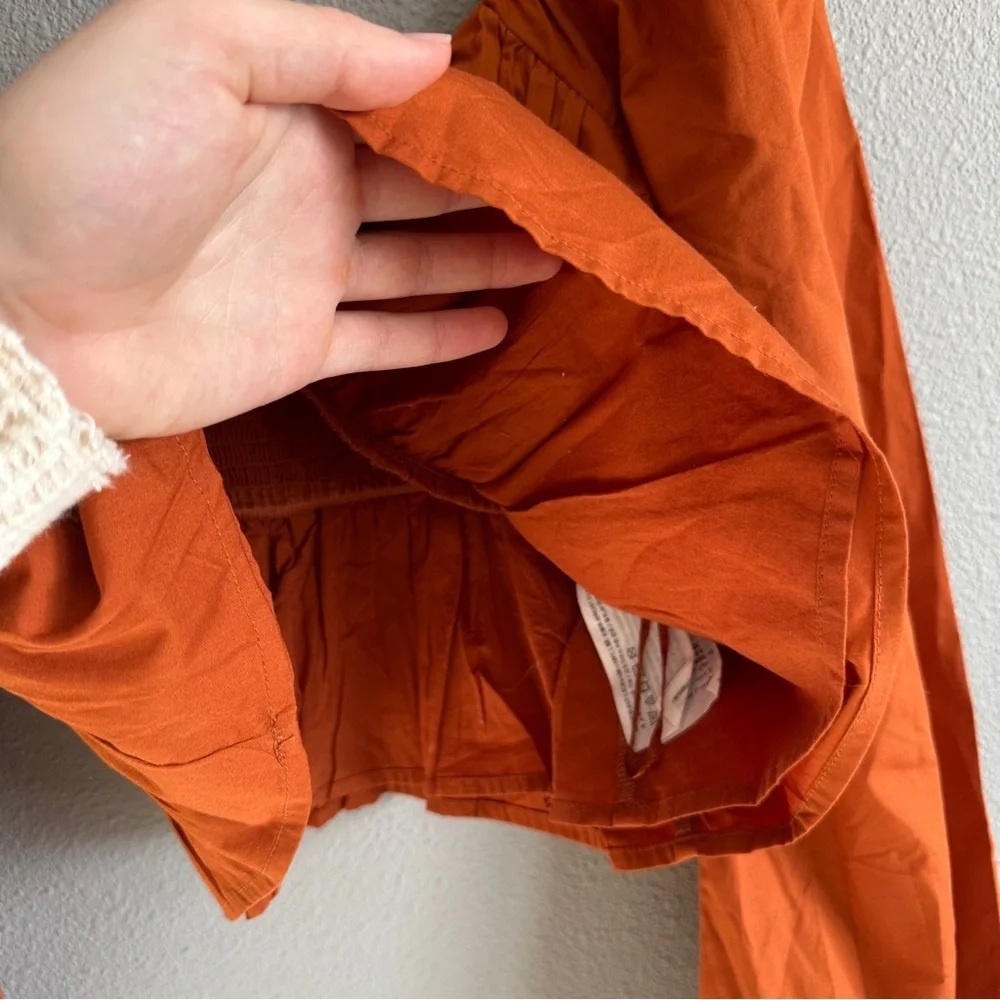 Abercrombie & Fitch Rust Puff Sleeve Crop Blouse Small